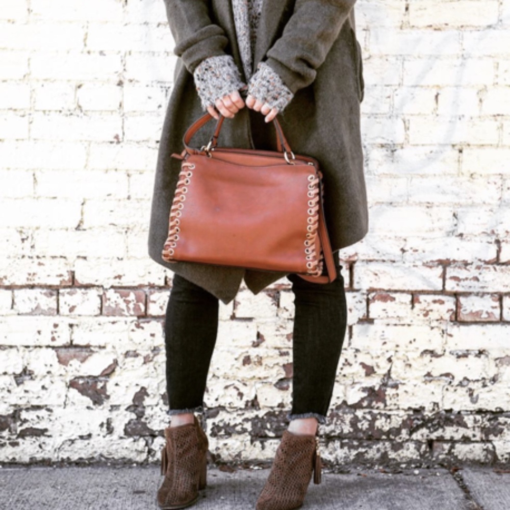 EMMA VEGAN SHOULDER HAND BAG   -BRWN/BRWN - Picture 2 of 7